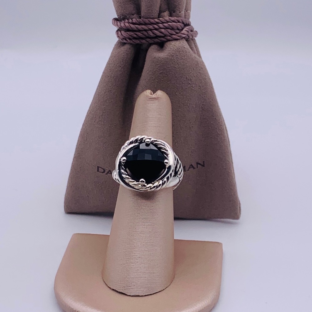 💫David Yurman Infinity Black Onyx Silver Ring Sz 7💫